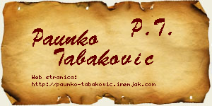 Paunko Tabaković vizit kartica